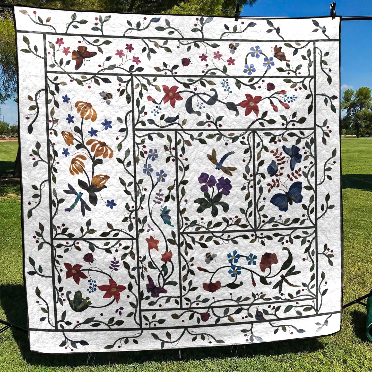 Flower Garden With Butterfly And Dragonfly CLA0710403Q Art Quilt