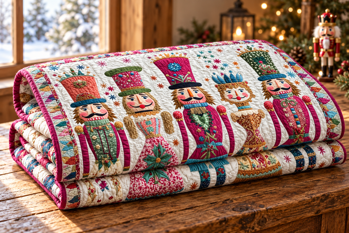 Christmas Nutcracker TAI260924117 Quilt Blanket — folded quilt mockup