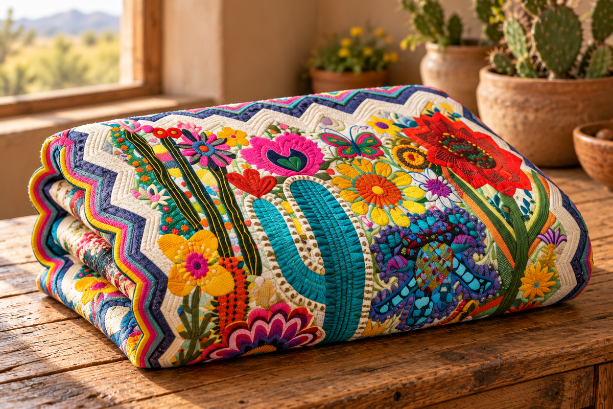 Cactus TAI280224120 Quilt Blanket — folded quilt mockup