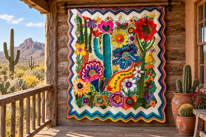 Cactus TAI280224120 Quilt Blanket — themed outdoor hanging mockup