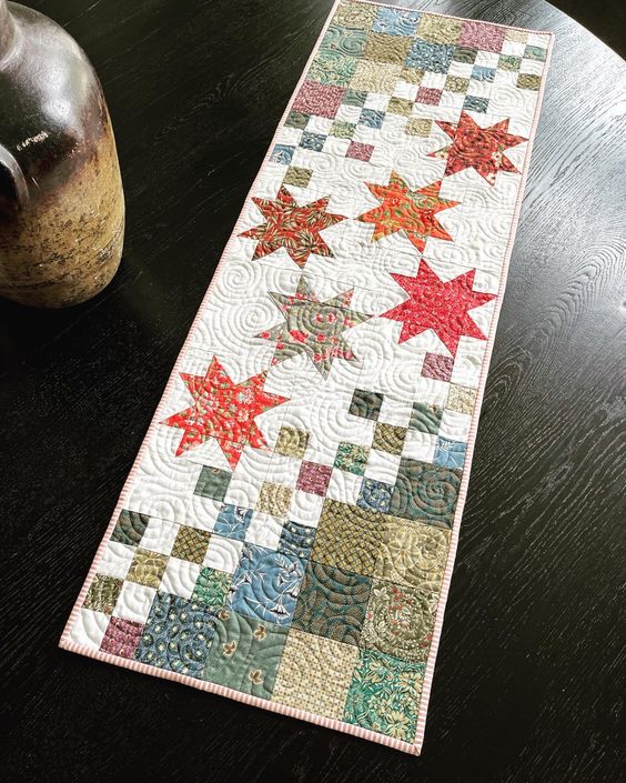 Star Blossom Quilted Table Runner NCU0NTD1742