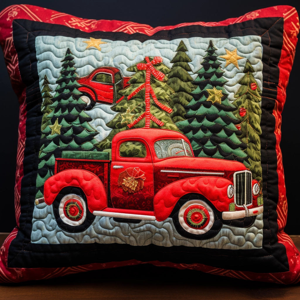 Christmas Truck TAI020324290 Quilted Pillow Case