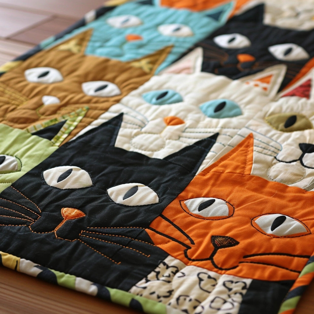 Cat TAI020324072 Quilted Table Runner