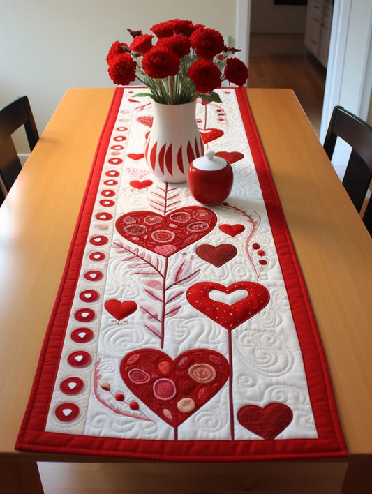 Heart TAI260224415 Quilted Table Runner