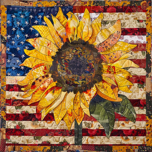 Patriotic Sunflower TAI080324045 Quilt Blanket