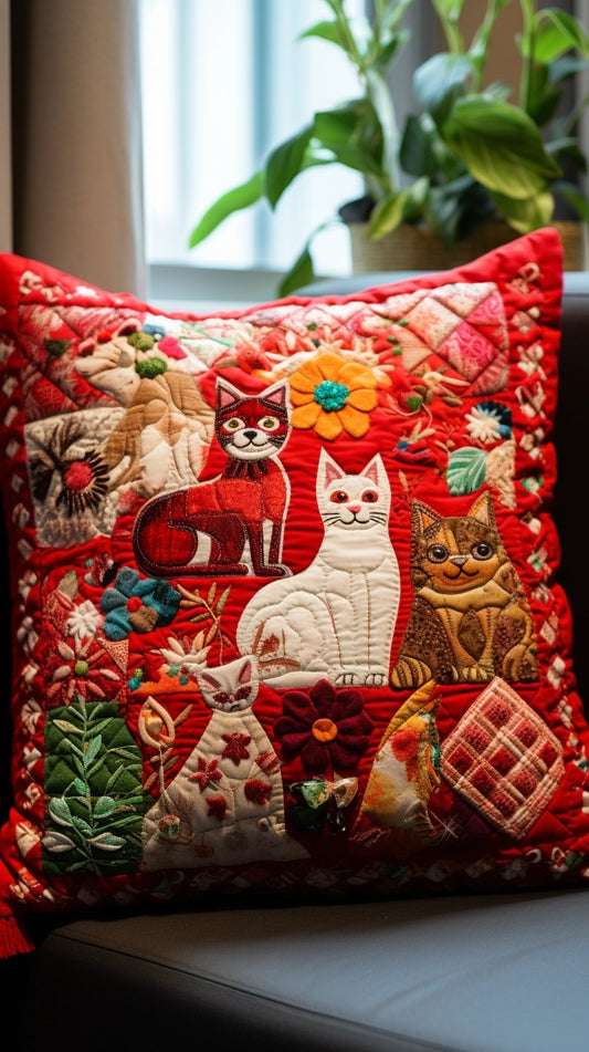Cat TAI020324194 Quilted Pillow Case