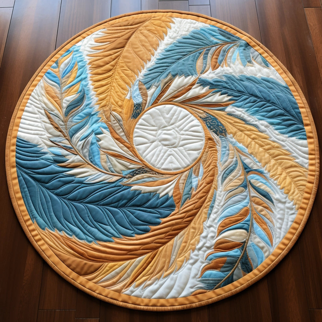 Feather TAI271223270 Quilted Round Mat – Charming Favor