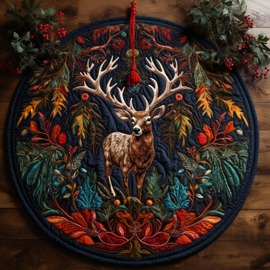 Forest Deer TAI221223107 Quilted Round Mat