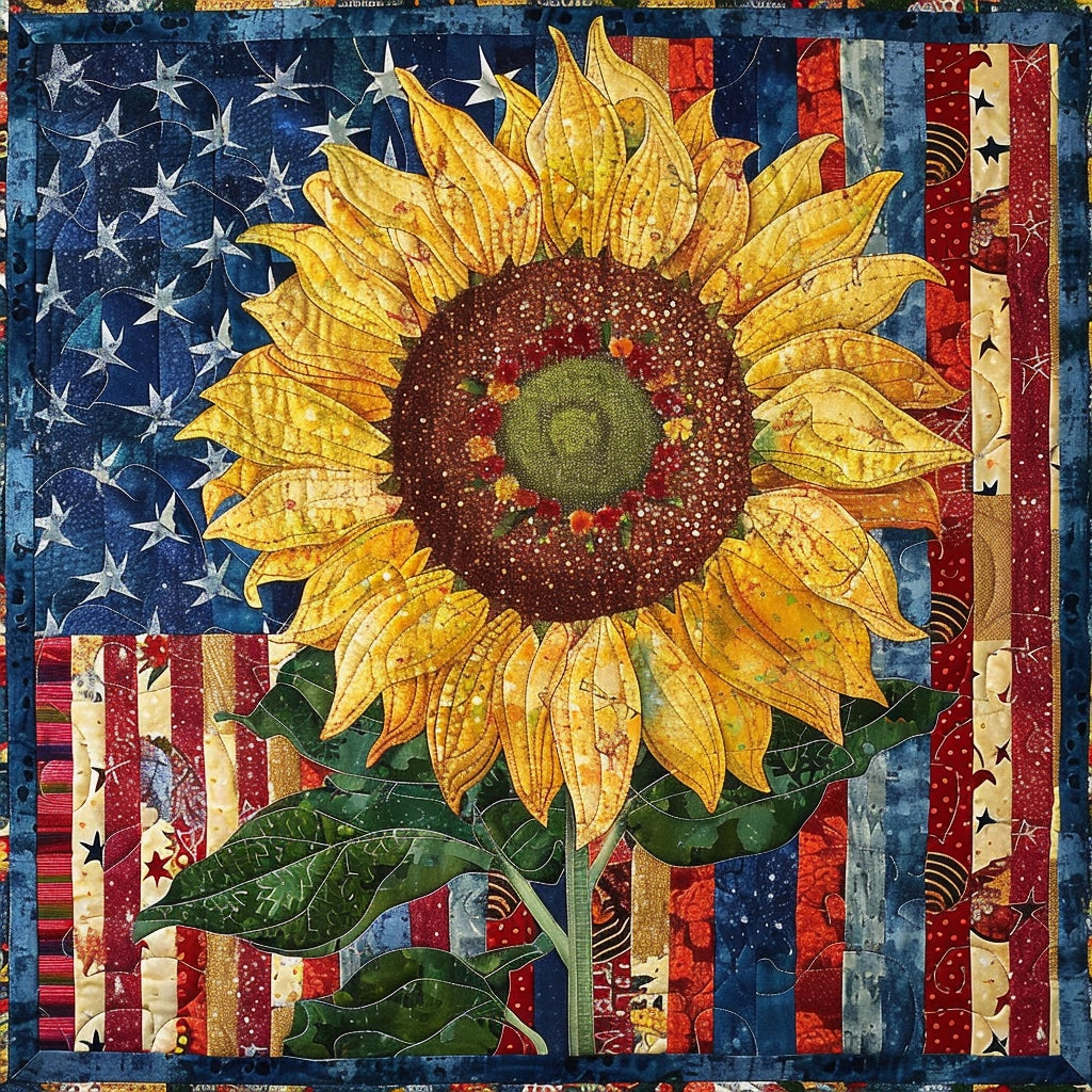 Patriotic Sunflower TAI080324041 Quilt Blanket