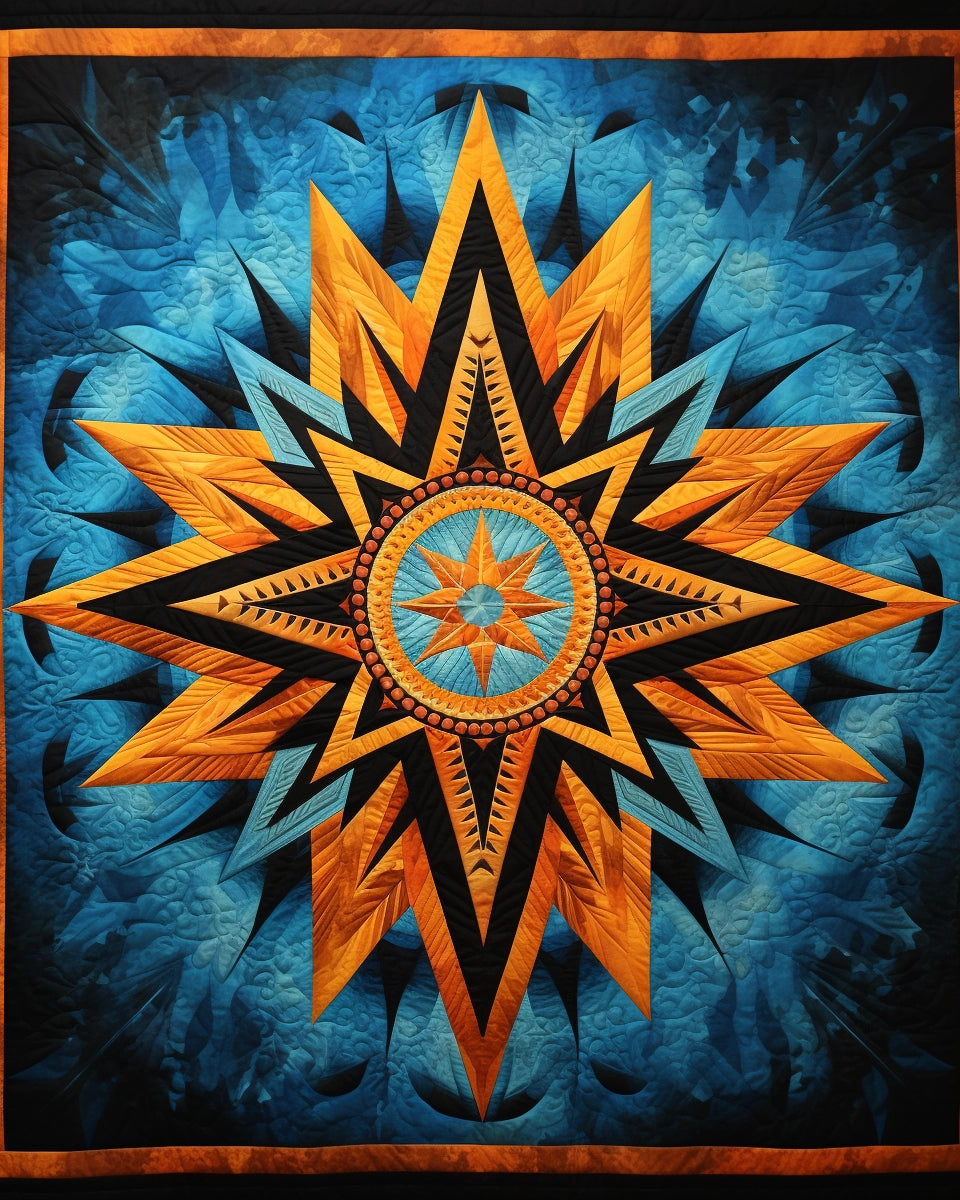 Turquoise Star BL9112354 Quilt Blanket