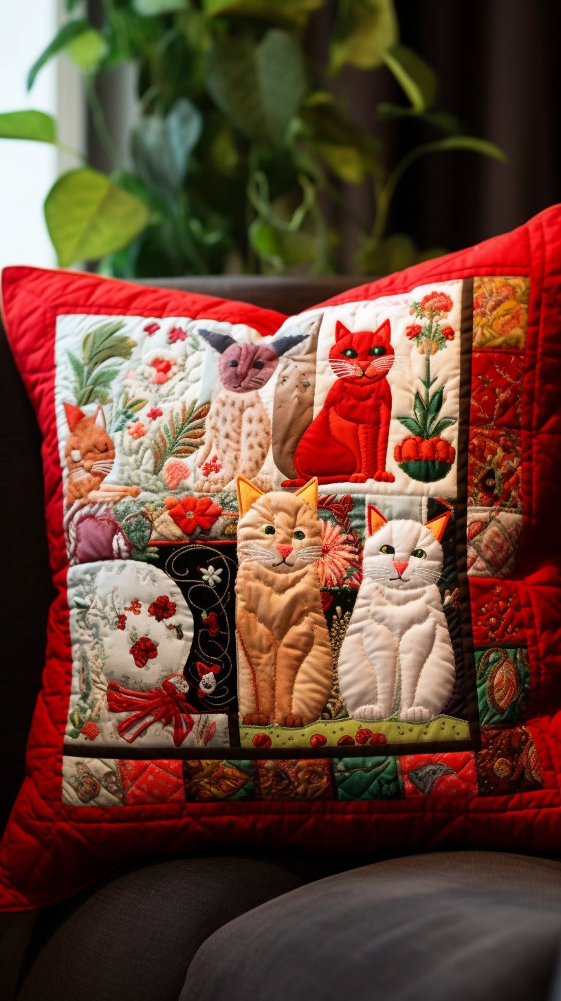 Cat TAI020324193 Quilted Pillow Case