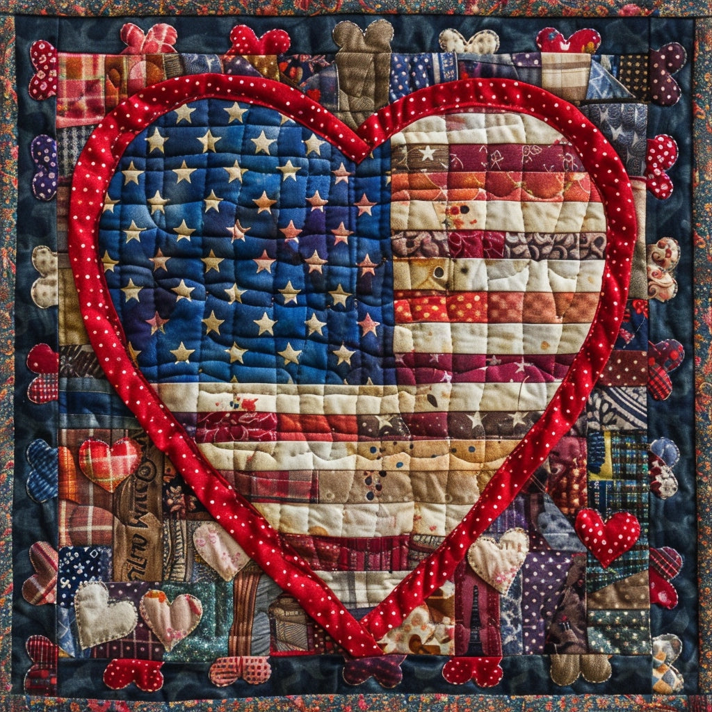 Patriotic Heart TAI060324152 Quilted Placemats