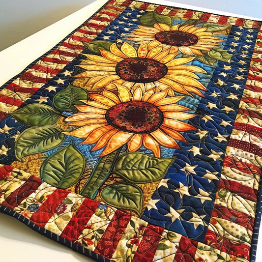 Patriotic Sunflower TAI080324080 Quilted Table Runner