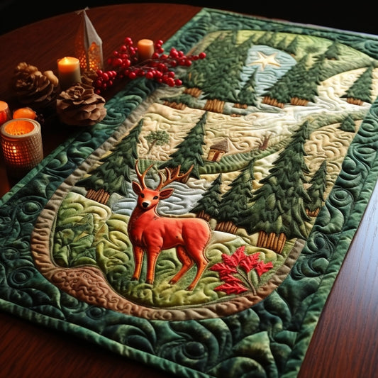 Woodland Deer TAI060123121 Quilted Table Runner