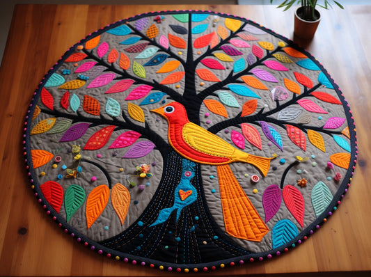 Bird Tree TAI221223060 Quilted Round Mat