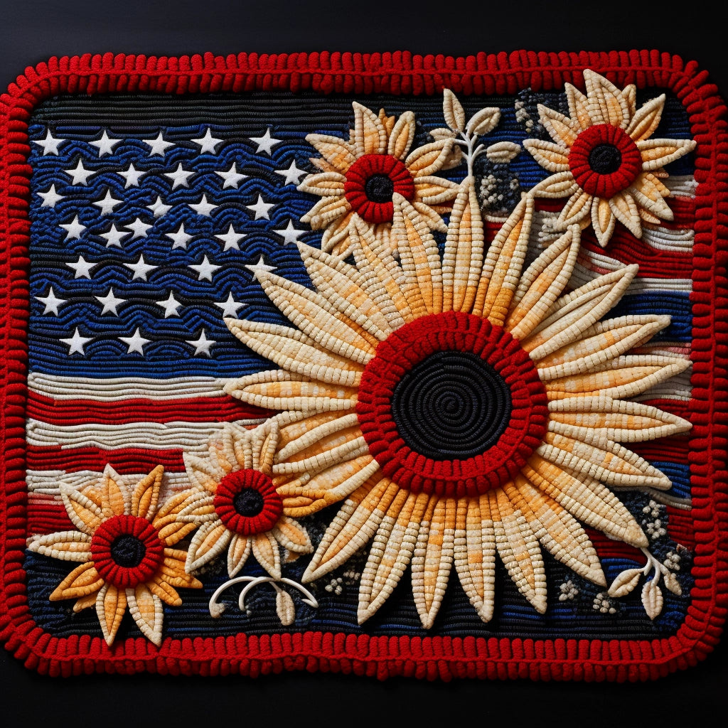 Patriotic Sunflower TAI280224092 Quilted Placemats