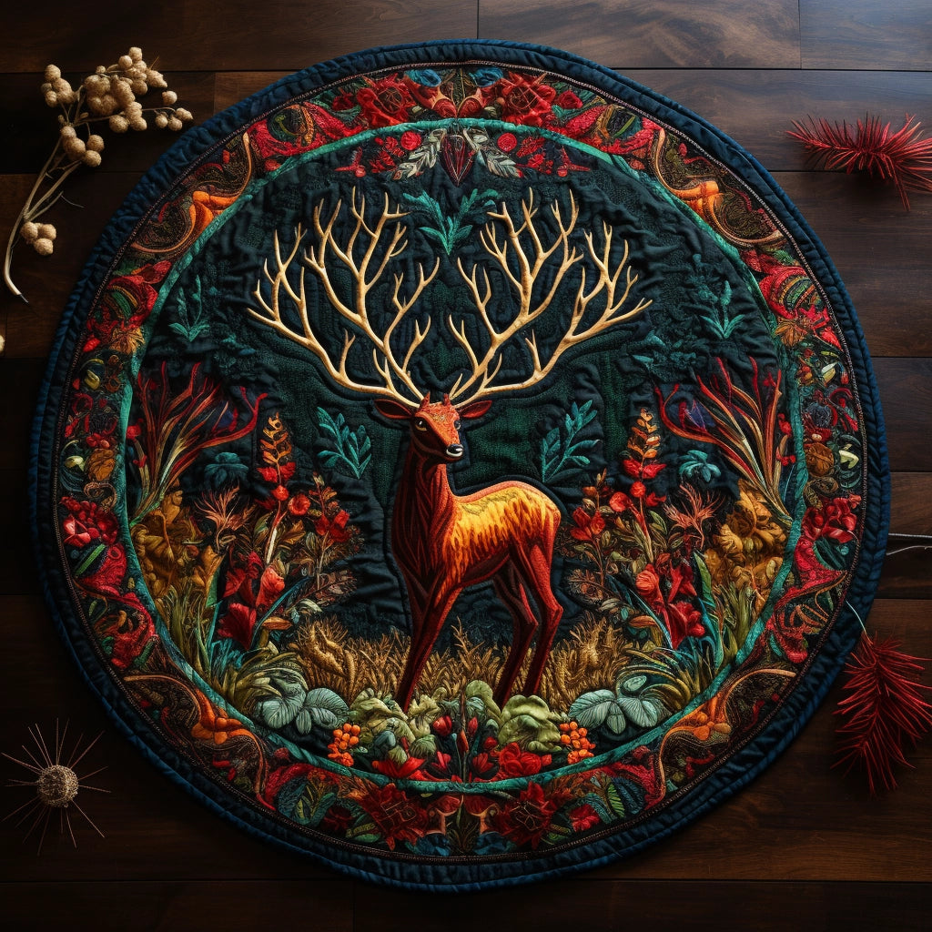 Forest Deer TAI221223106 Quilted Round Mat