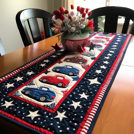 Patriotic Car TAI280224057 Quilted Table Runner