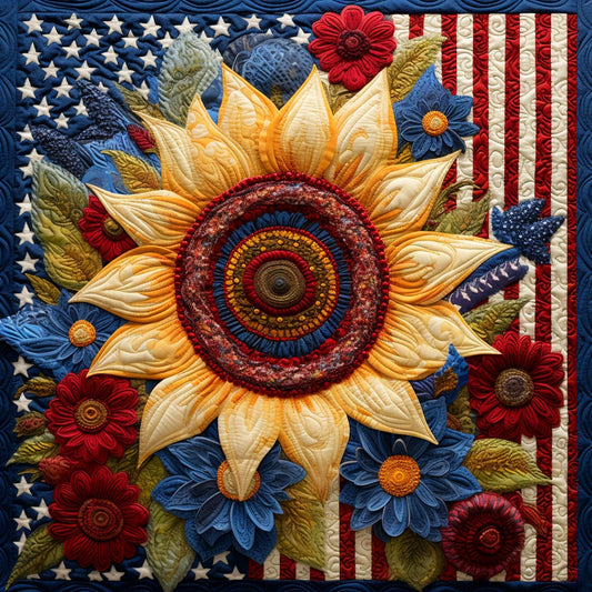 Patriotic Sunflower TAI060324182 Quilted Placemats