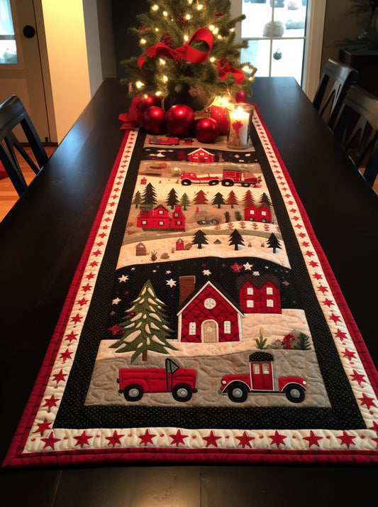 Red Truck Christmas TAI29112304 Quilted Table Runner