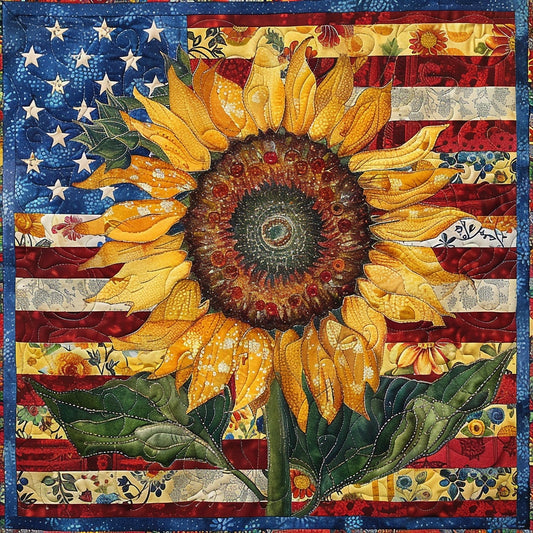 Patriotic Sunflower TAI080324044 Quilt Blanket