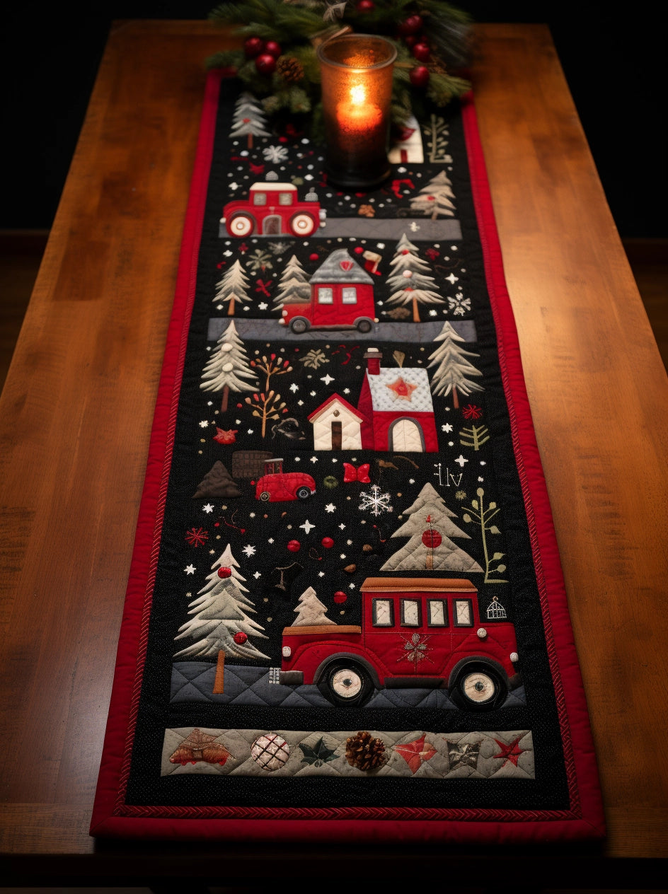 Red Truck Christmas TAI29112314 Quilted Table Runner