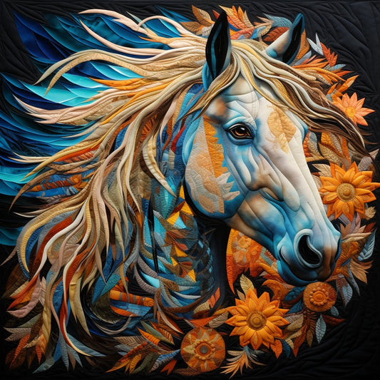 Horse Flower BL9112355 Quilt Blanket