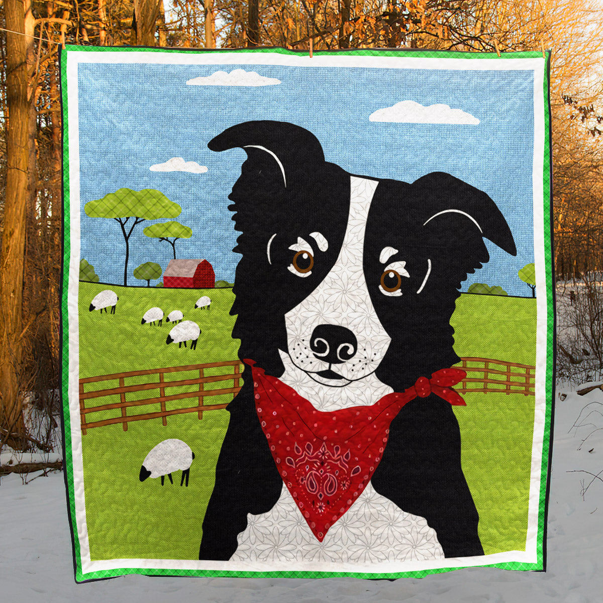 Border Collie Dog HM070610 Quilt Blanket
