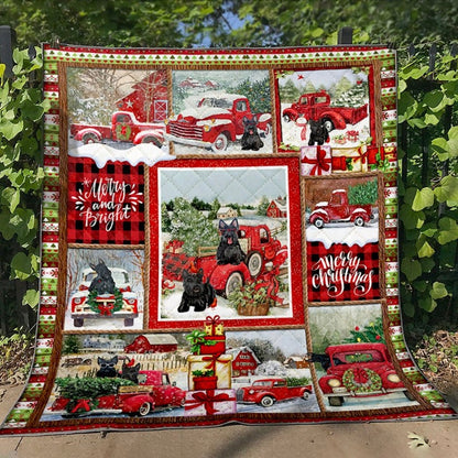 Scottish Terrier Merry Christmas Quilt Blanket Mn171101