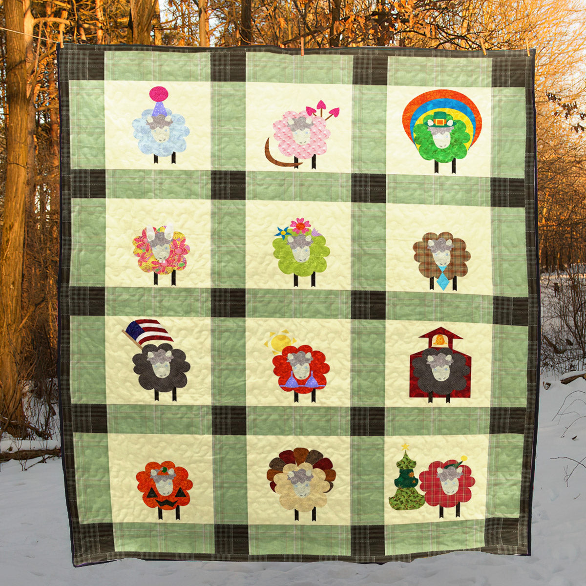 12 Months Sheep Holiday CLA2910002Q Quilt Blanket