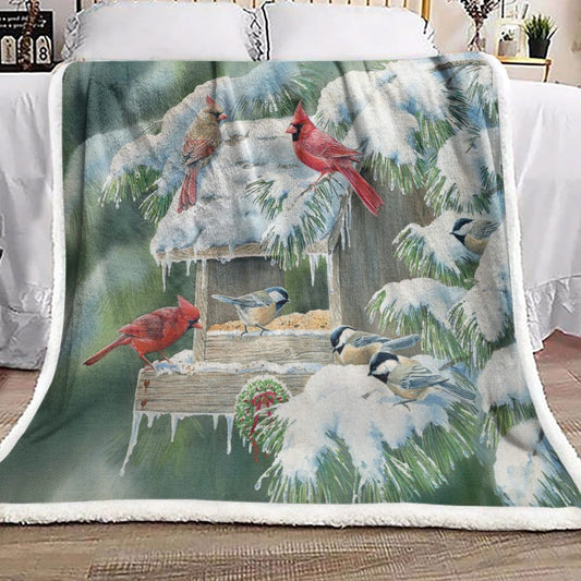 Cardinal Christmas NT2310047F Sherpa Fleece Blanket