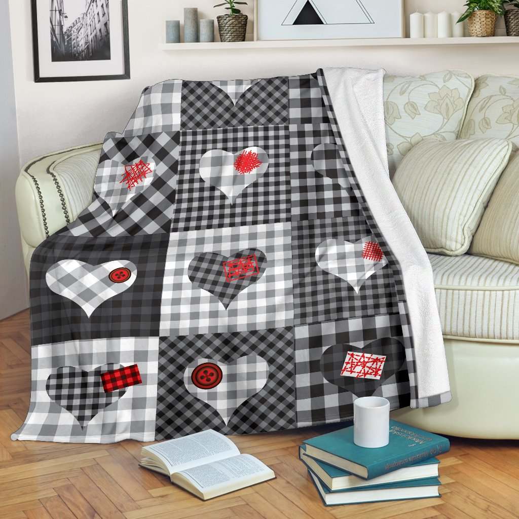 Heart Buffalo Check CLA25100772F Sherpa Fleece Blanket