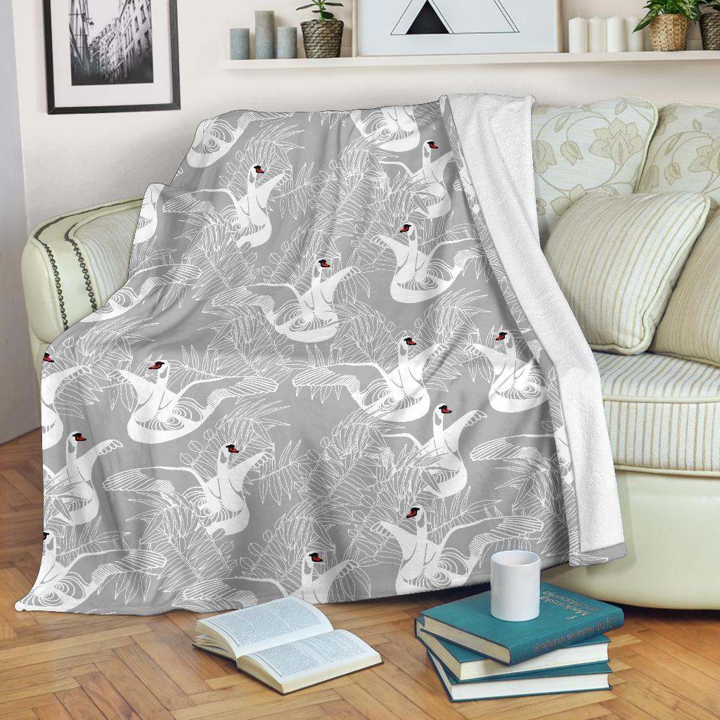 white swan gray background CLA2810525F Sherpa Fleece Blanket