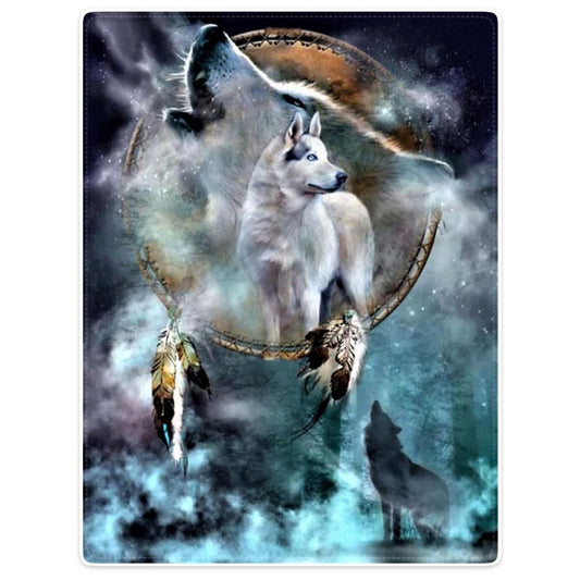 Dreamcatcher Cool Wolf Howling CLA2810007F Sherpa Fleece Blanket