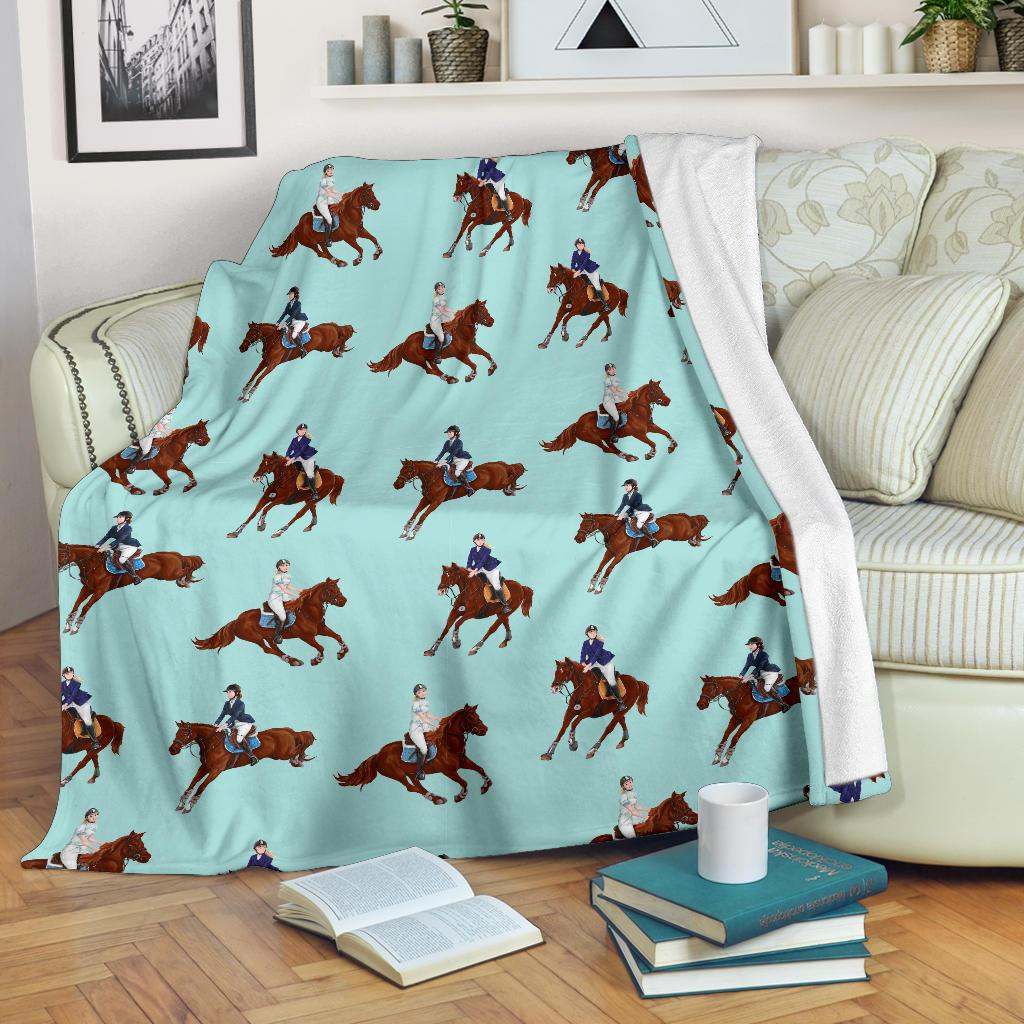 Horses running horses rider pattern CLA2810807F Sherpa Fleece Blanket