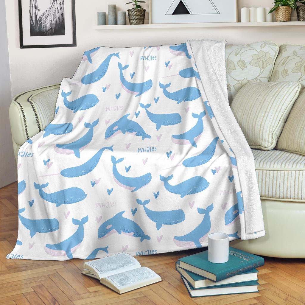 Blue whale pattern CLA2810299F Sherpa Fleece Blanket