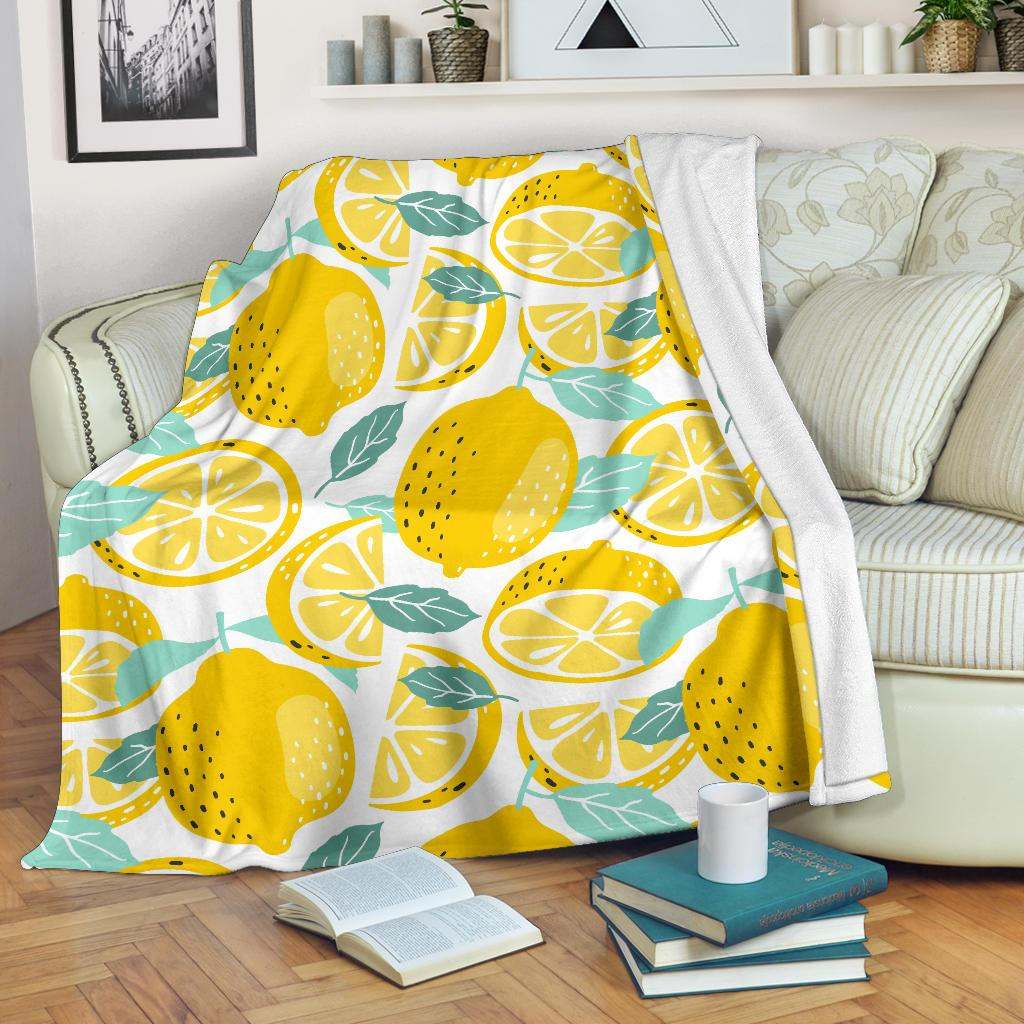 lemon design pattern CLA2810831F Sherpa Fleece Blanket