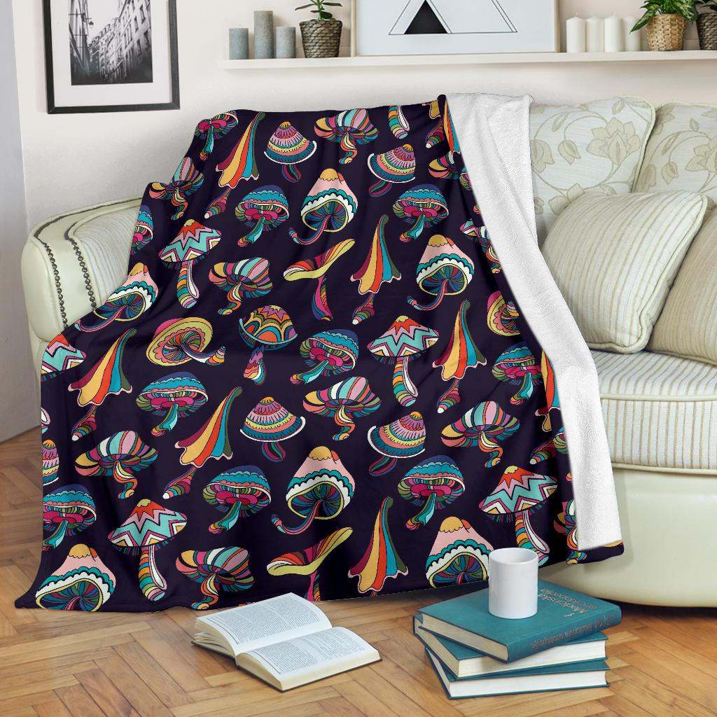 Colorful mushroom pattern CLA2810758F Sherpa Fleece Blanket