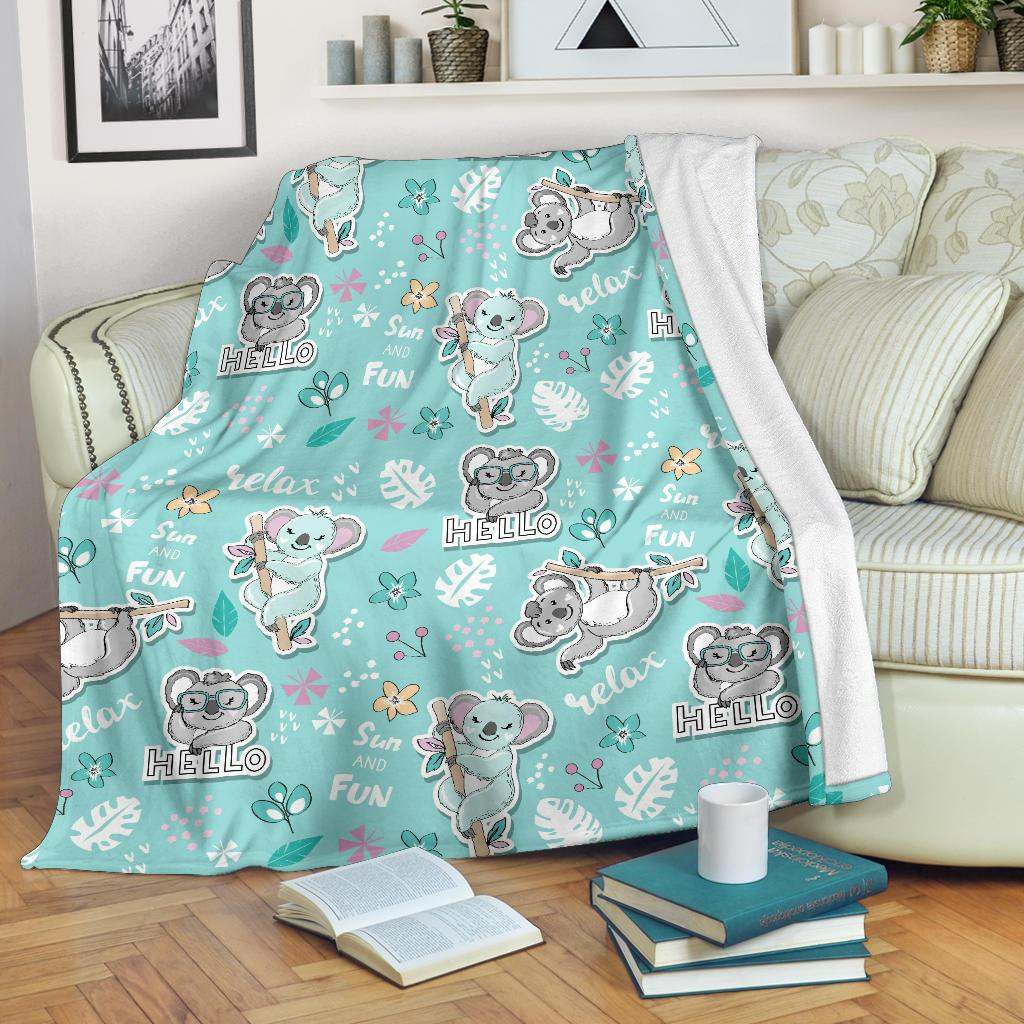 Cute koalas blue background pattern CLA2810770F Sherpa Fleece Blanket