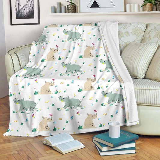 Cute Rhino pattern CLA2810342F Sherpa Fleece Blanket