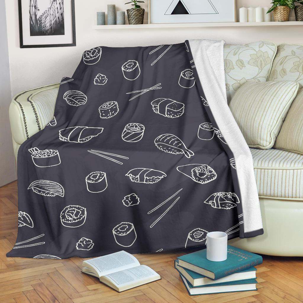 sushi pattern black background CLA2810492F Sherpa Fleece Blanket