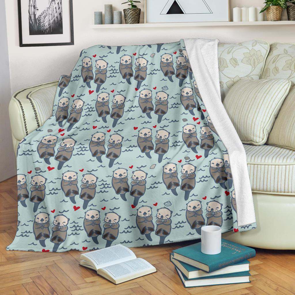 Lovely Sea Otter Pattern CLA2810842F Sherpa Fleece Blanket