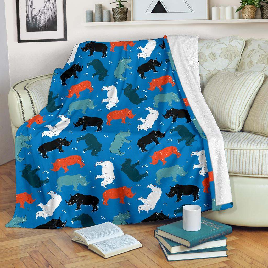 Colorful rhino pattern CLA2810307F Sherpa Fleece Blanket