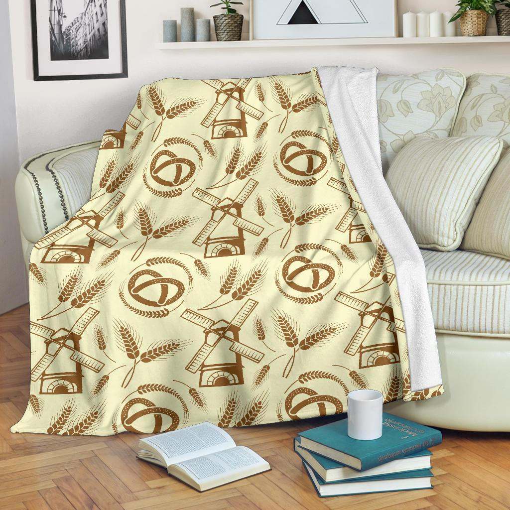 Windmill Wheat pattern CLA2810530F Sherpa Fleece Blanket