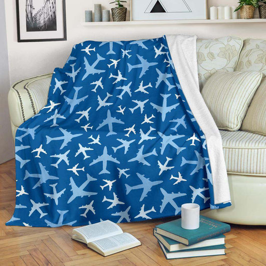 Airplane pattern in the sky CLA2810143F Sherpa Fleece Blanket