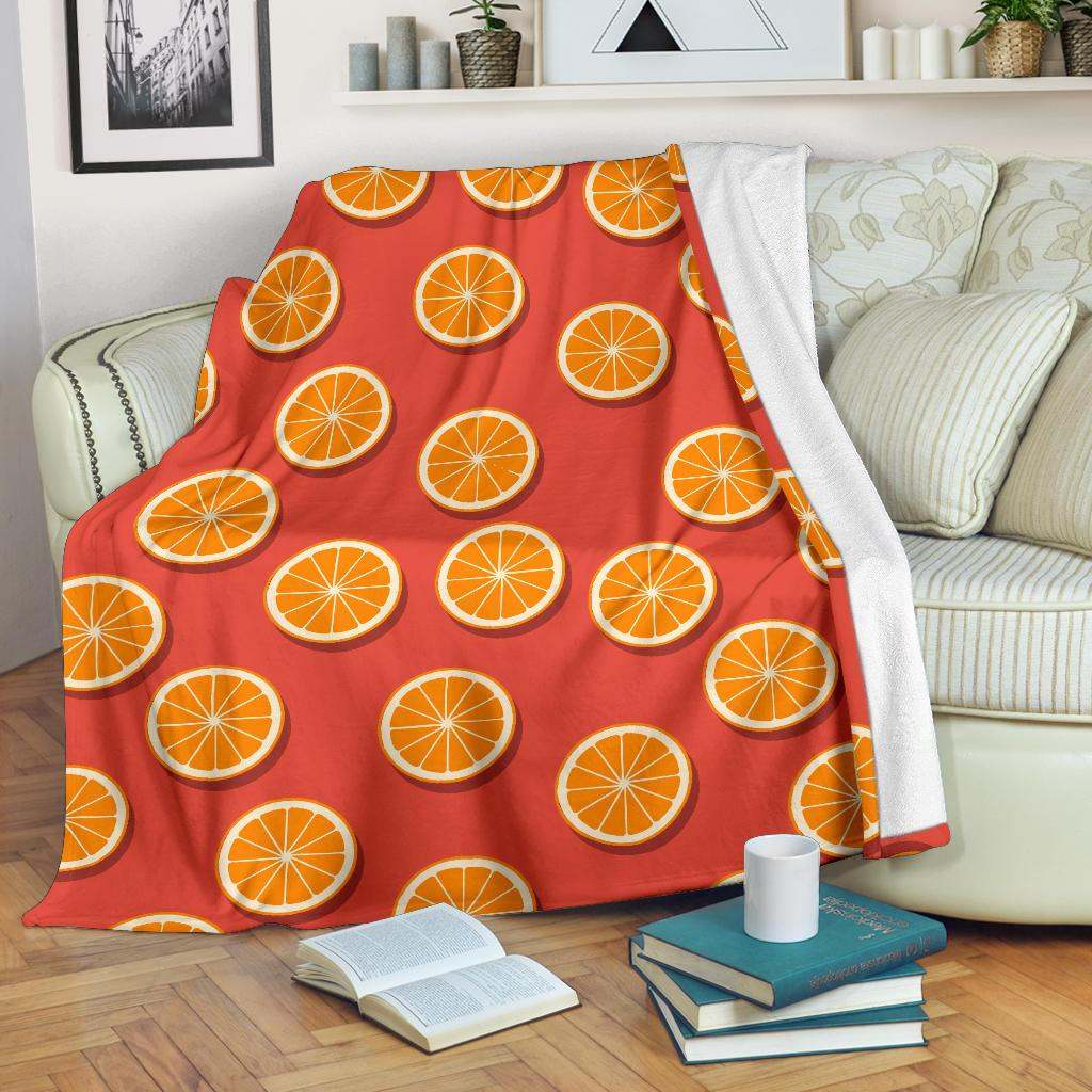 Oranges pattern red background CLA2810870F Sherpa Fleece Blanket