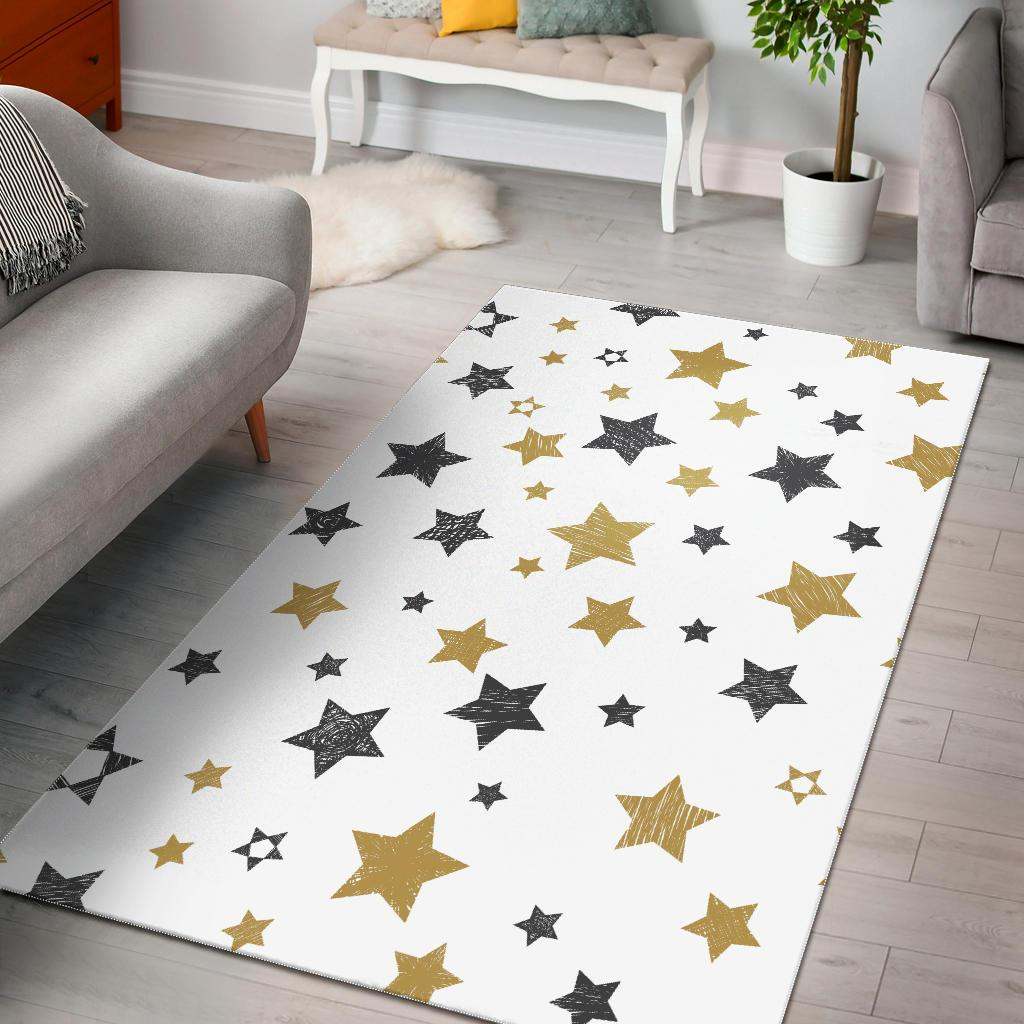 hand drawn gold black star pattern CLA2810342R Rug