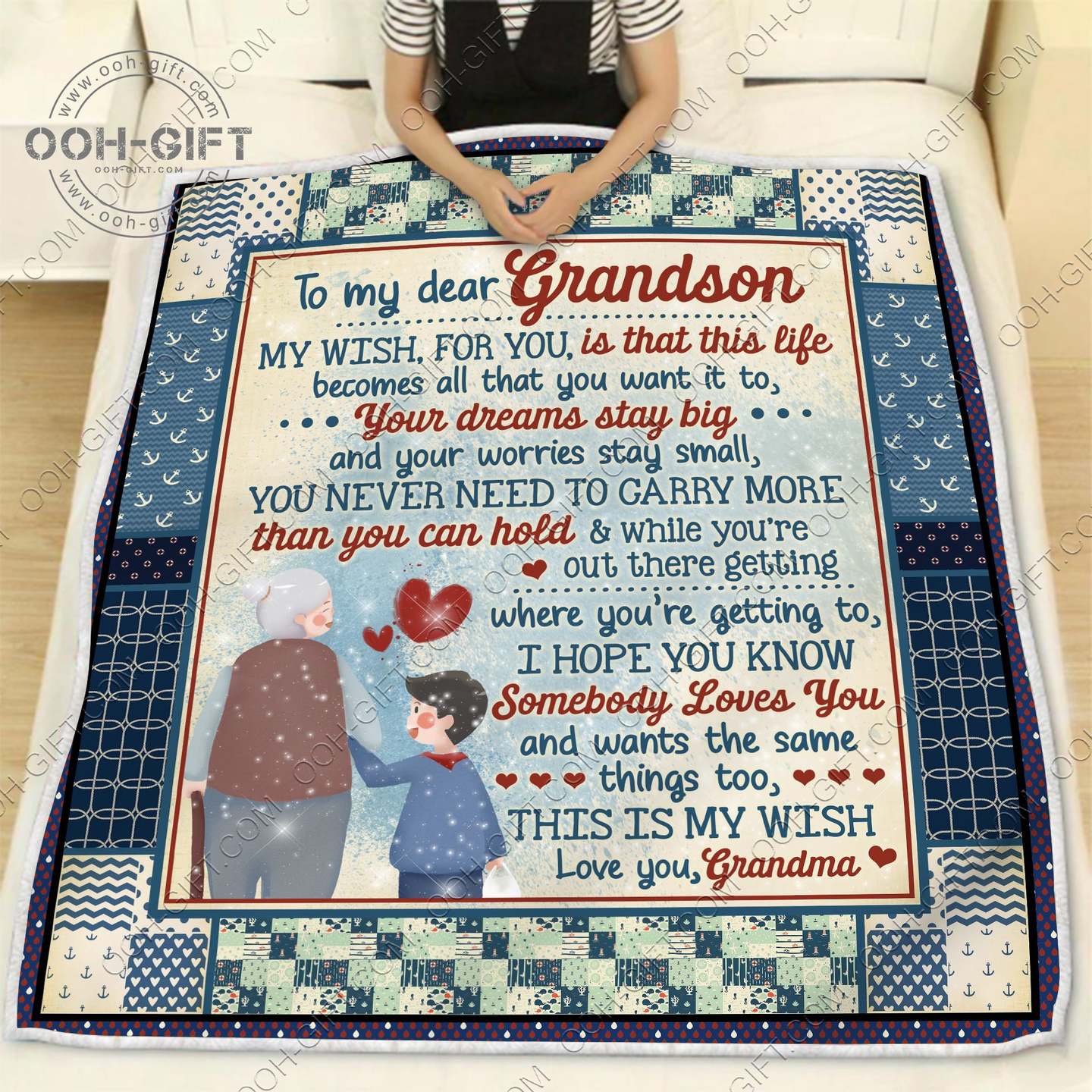 Grandson My Wish CLA01110165F Sherpa Fleece Blanket