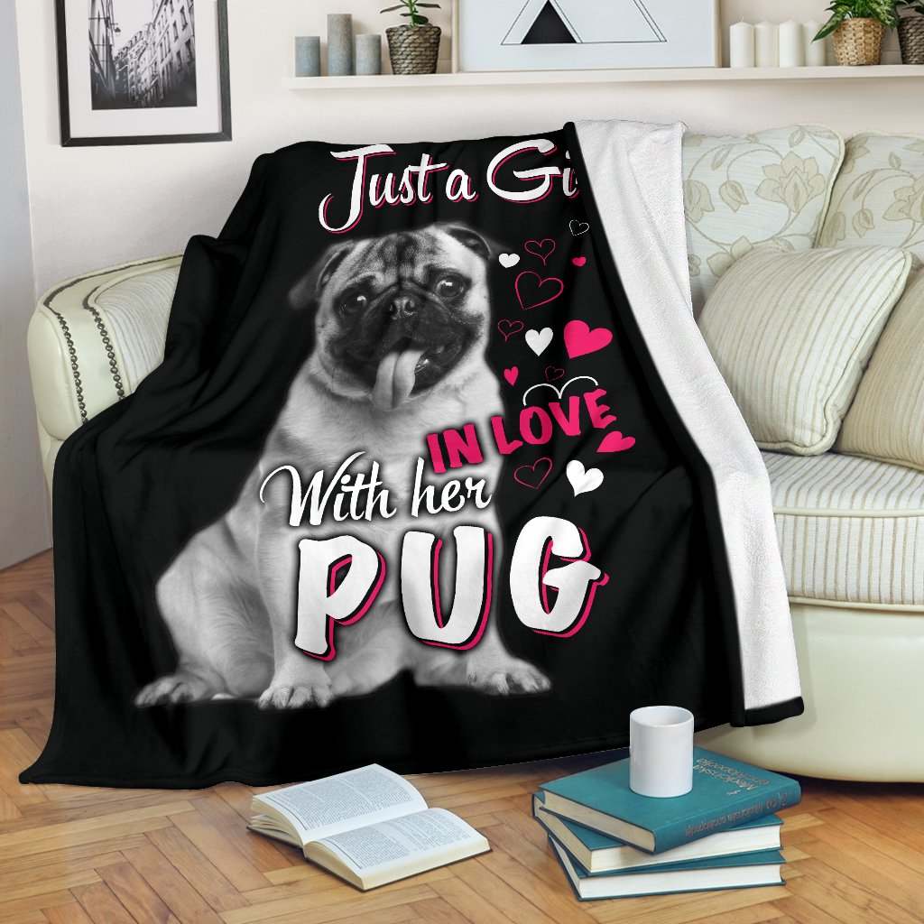 Just A Girl in Love With Her Pug CLA01111056F Sherpa Fleece Blanket