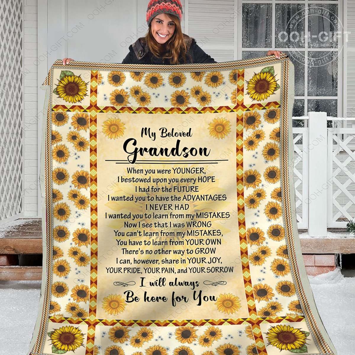 Grandson Beloved Grandson CLA01110282F Sherpa Fleece Blanket